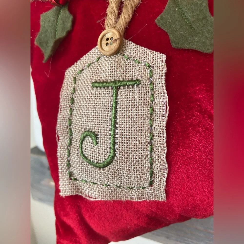 Vintage MCM Merry Joy Christmas Velvet Pillow Holiday Primitive Country Rustic